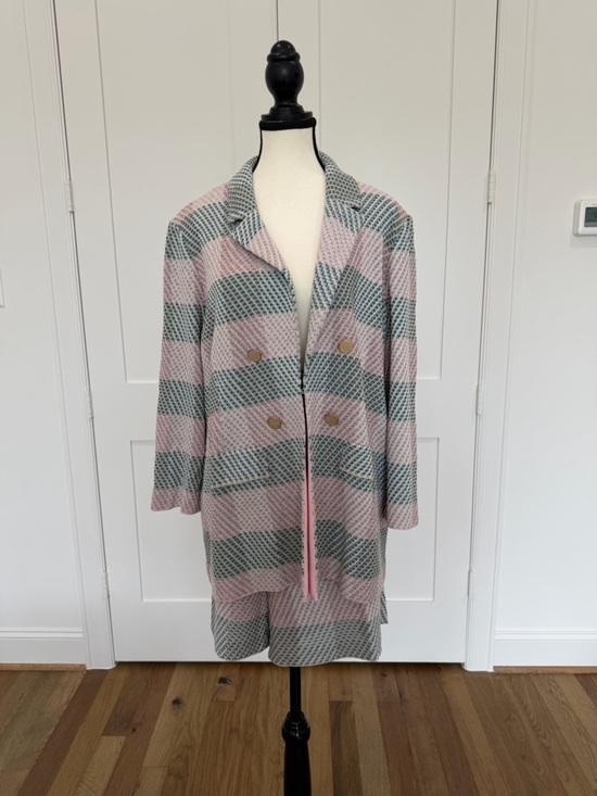 Misook Jackets & Blazers - Misook Pink & Navy Plaid Blazer + Shorts Set XL Gold Buttons 💖💙
